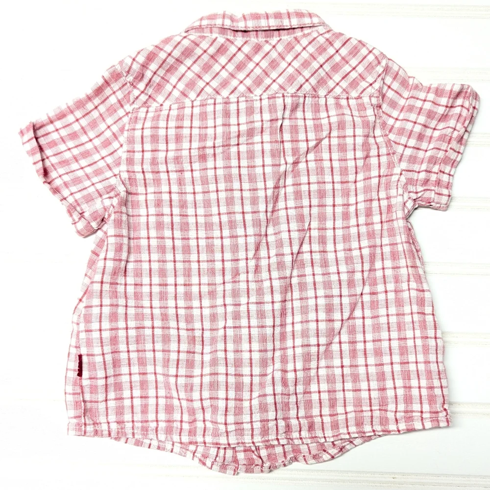 Zara Kids Red Plaid Button Down Shirt - Picture 4 of 5